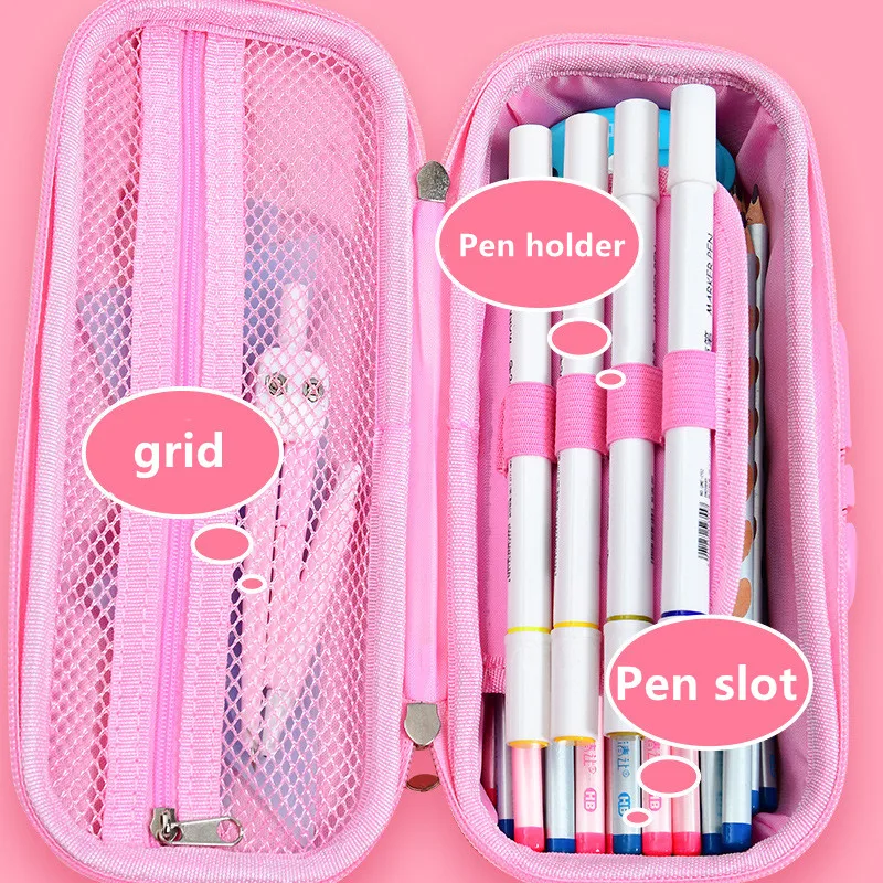 Portable Password lock pencil case Boy Canvas Pencil bag large capacity pencil  cases Student stationery bag kids pen case gifts