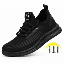 Прямая поставка; неубиваемая обувь; Мужская защитная обувь со стальным носком; рабочие ботинки; Легкие дышащие кроссовки с защитой от проколов