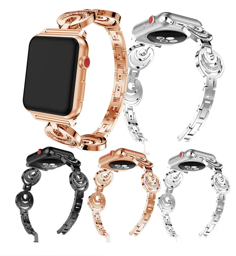 Браслет с бриллиантами для Apple Watch 5 band 38 мм 40 iWatch Series 4/3/2/1 ремешок из нержавеющей