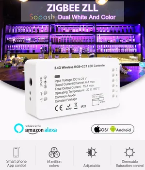 

DC12-24V RGB + CCT / Rgbw Zigbee Smart LED Strip Controller Voice Control Work With Echo Plus SmartThings ZIGBEE 3.0 HUB