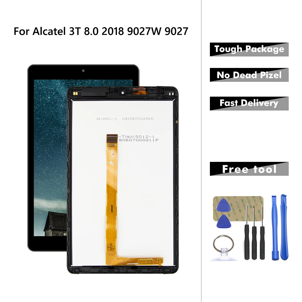 ЖК дисплей с сенсорным экраном и дигитайзером для Alcatel 3T 8 0 2018 9027W стеклянный