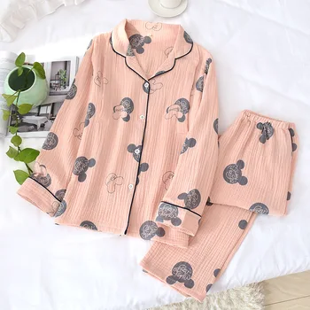 

Women's Sleepwear Cartoon Cute Printed Long Set Pajamas For Women Summer Pajamas Set Cute Long Sleeve Femme Home Clothing pijama