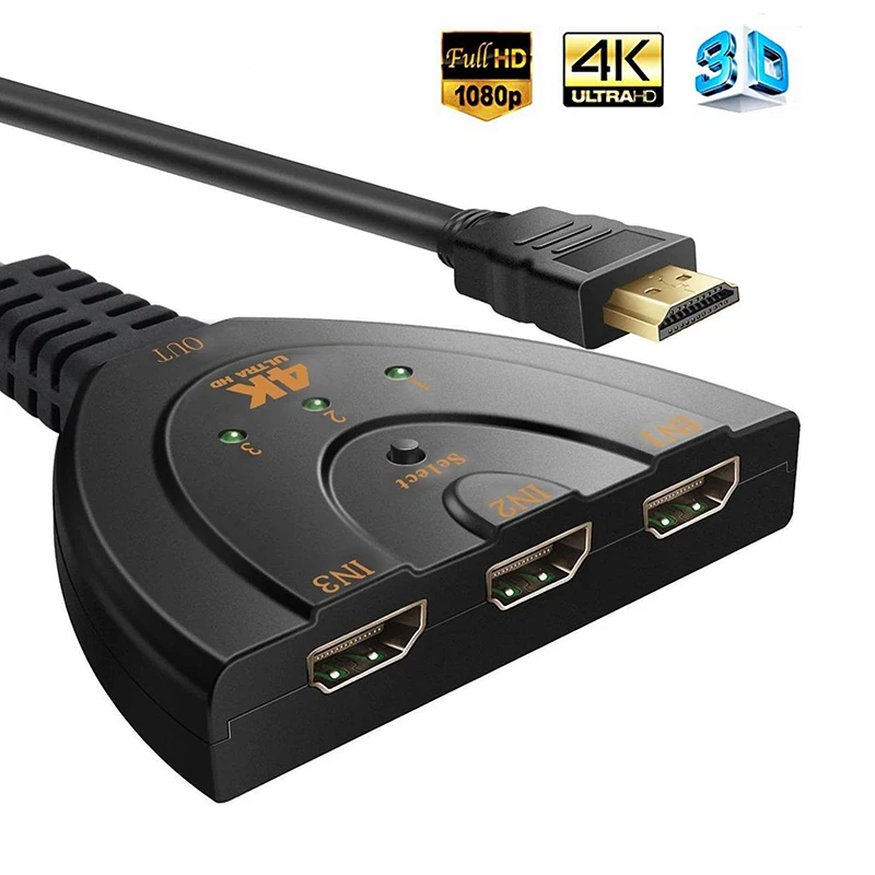 3 порта 4 к HDMI 2 0 кабель автомобильный делитель коммутатор 3x1 адаптер концентратор