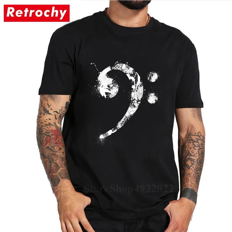 Newest Bass Ink Rock Music Tshirt Discount Clothes Guitar T-shirt Novelty Men's Basic Solid C Short Sleeve Cotton Tee Shirt | Мужская