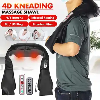 

3D kneading Shiatsu Infrared Heated Kneading Car/Home Massagem Cervical Back Neck Massager Shawl Device Shoulder Massager