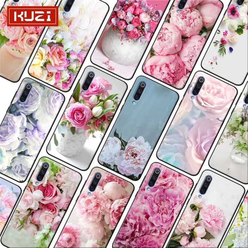 For xiaomi redmi note 8 pro 8a k30xiaomi a3 9t 10 Soft silicone Cover Pink Purple Peony Flower |