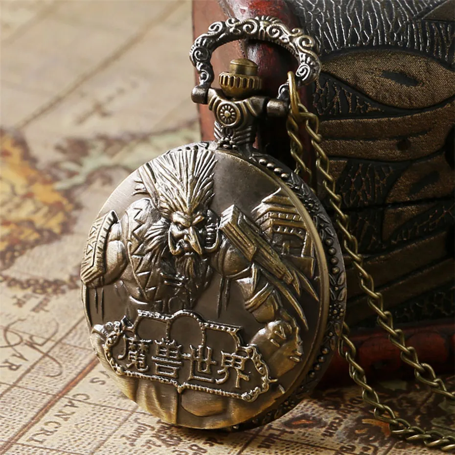 Винтажные бронзовые карманные часы World of Warcraft в стиле стимпанк лучший подарок для игр для мальчиков