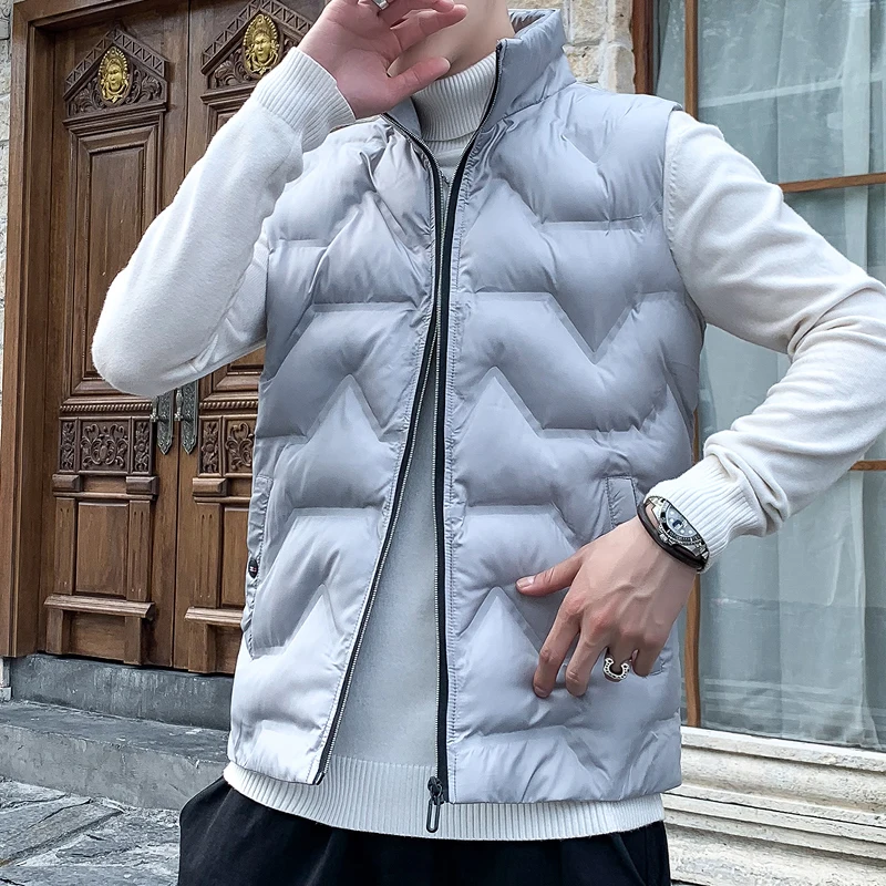 Новинка, мужские зимние осенние жилеты без рукавов, большие размеры, мужские повседневные уличные жилеты с хлопковой подкладкой, толстые теплые жилеты K245