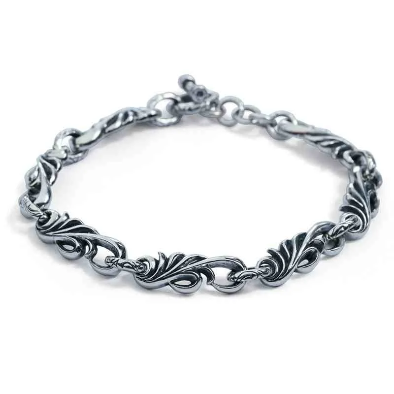 Простой Модный тайский серебряный браслет ретро Ползучая трава 925 пробы серебряные ювелирные изделия S925 мужские ювелирные изделия