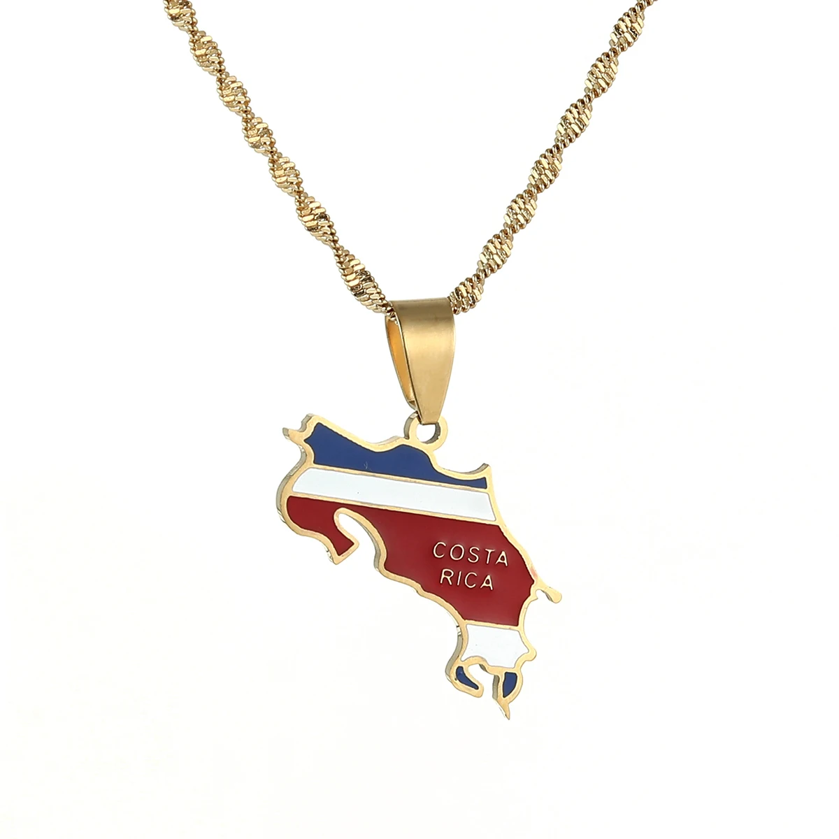 Stainless Steel Costa Rica Map Flag Charm Necklaces La Republica de Costa Rica Map Pendant Chain 3