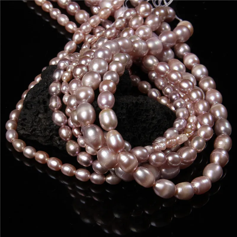 3-9mm Oval Natural Pearls Beads Rice Shape Freshwater Punch Pearl Beads For Jewelry Making Bracelet Necklace DIY Accessories 14