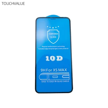 

100pcs/lot For iPhone X 10D Curved Tempered Glass Screen Protector For iPhone XS Max XR 7 8 Plus 6s Plus Glass Cover Black White