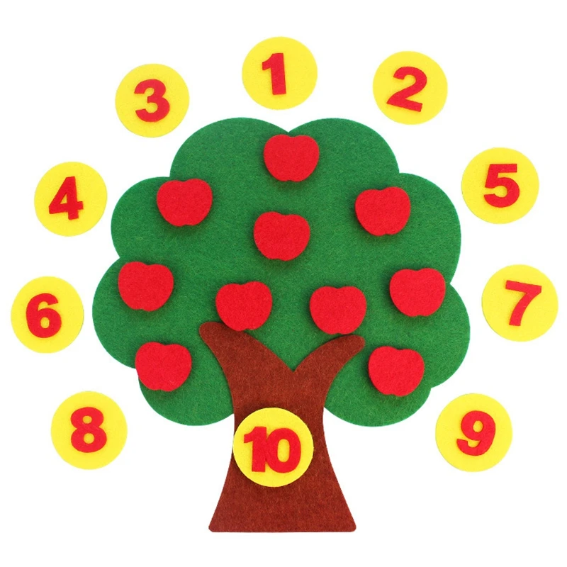 

Montessori Math Toy Apple Trees Teach Kids Development Intelligence Kindergarten DIY Weave Cloth Early Learning Education Toy