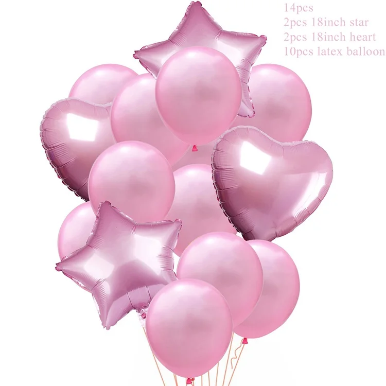 14pcs Confetti Metallic Balloon Happy Birthday Party Balloons Pink Helium Ballons Boy Girl Baby Shower Party Decoration Supplies (12)