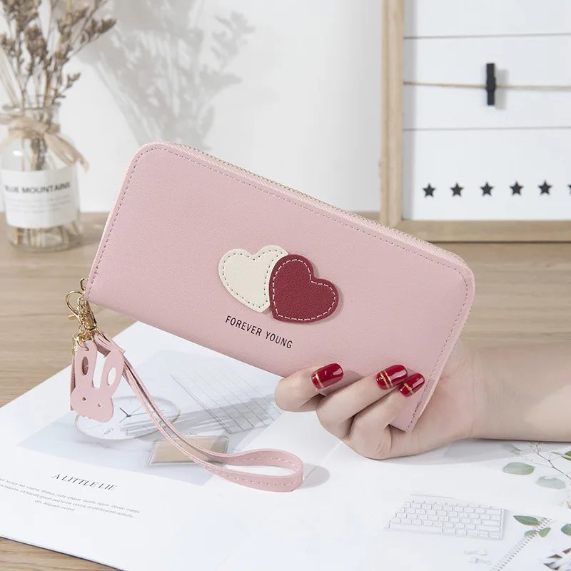 Pink Luxary модные женские туфли женские кошельки карман из искусственной кожи сердца леди Сумки денег, с отделение для монет на молнии; Новая женская обувь сумки б - Цвет: Pink