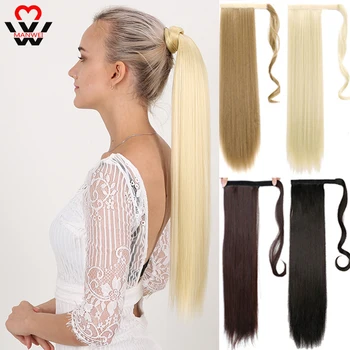 

MANWEI Long curls Clip In Hair Tail False Hair Ponytail Hairpiece With Hairpins Synthetic Hair PonyTail Heat Resistant Fake Exte