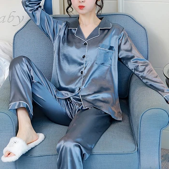 

2020 New Cotton Pyjamas Women Pajamas Sets Couple Spring Long Sleeve Sleepwear V-Neck Femme Lounge Pijama mujer