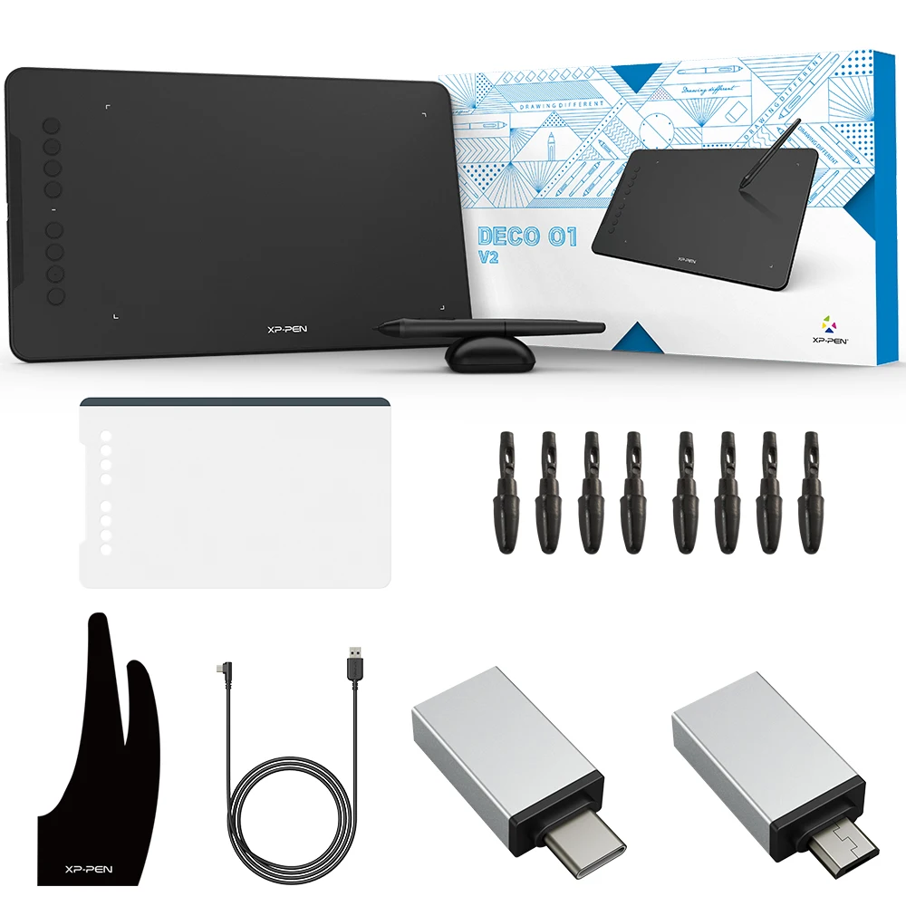 XPPen Deco 01 V2 10-дюймовый графический планшет Графический цифровой ...