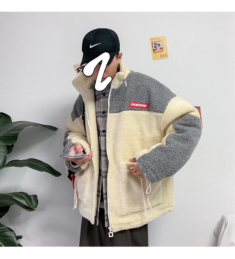 Winter Korean Version Of Europe And The New Thickening Lapel Loose Stitching Wool Liner Woolen Coat