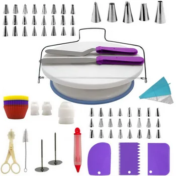 

106pcs Creative Cake Decorating Kit Pastry Tube Fondant Tool Kitchen Dessert Baking Pastry Supplies Cake Turntable Set
