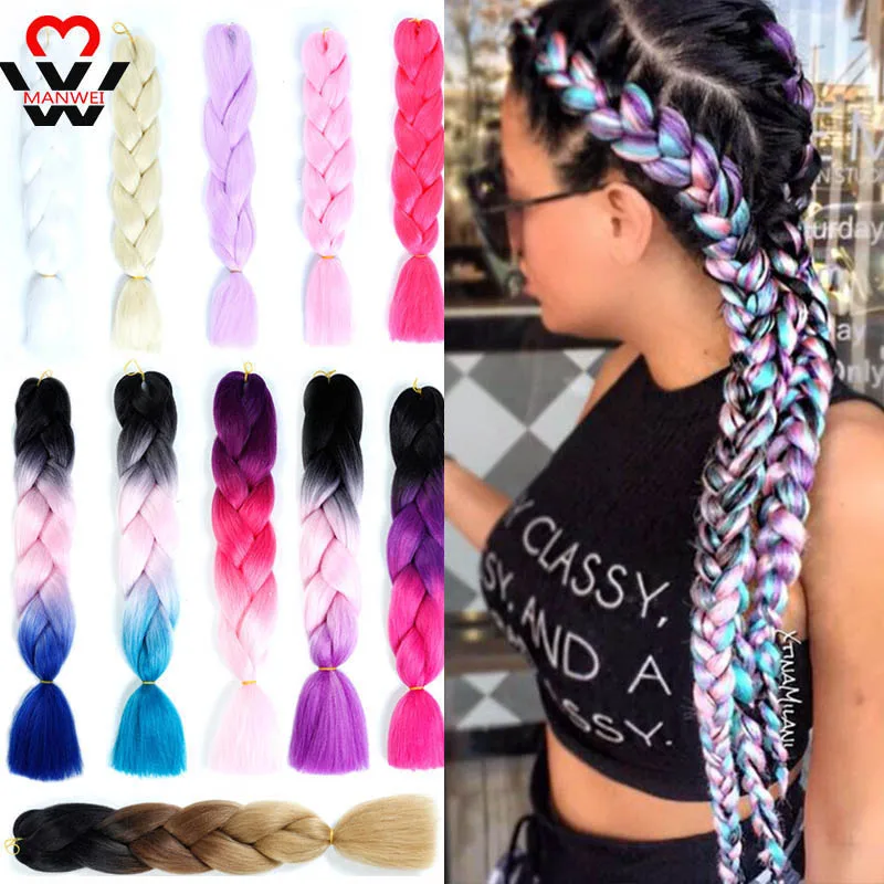 

MANWEISynthetic Jumbo Braids Hair 24 inch 100g High Temperature Fiber ultra Braiding Ombre Crochet Braiding Hair Extensions