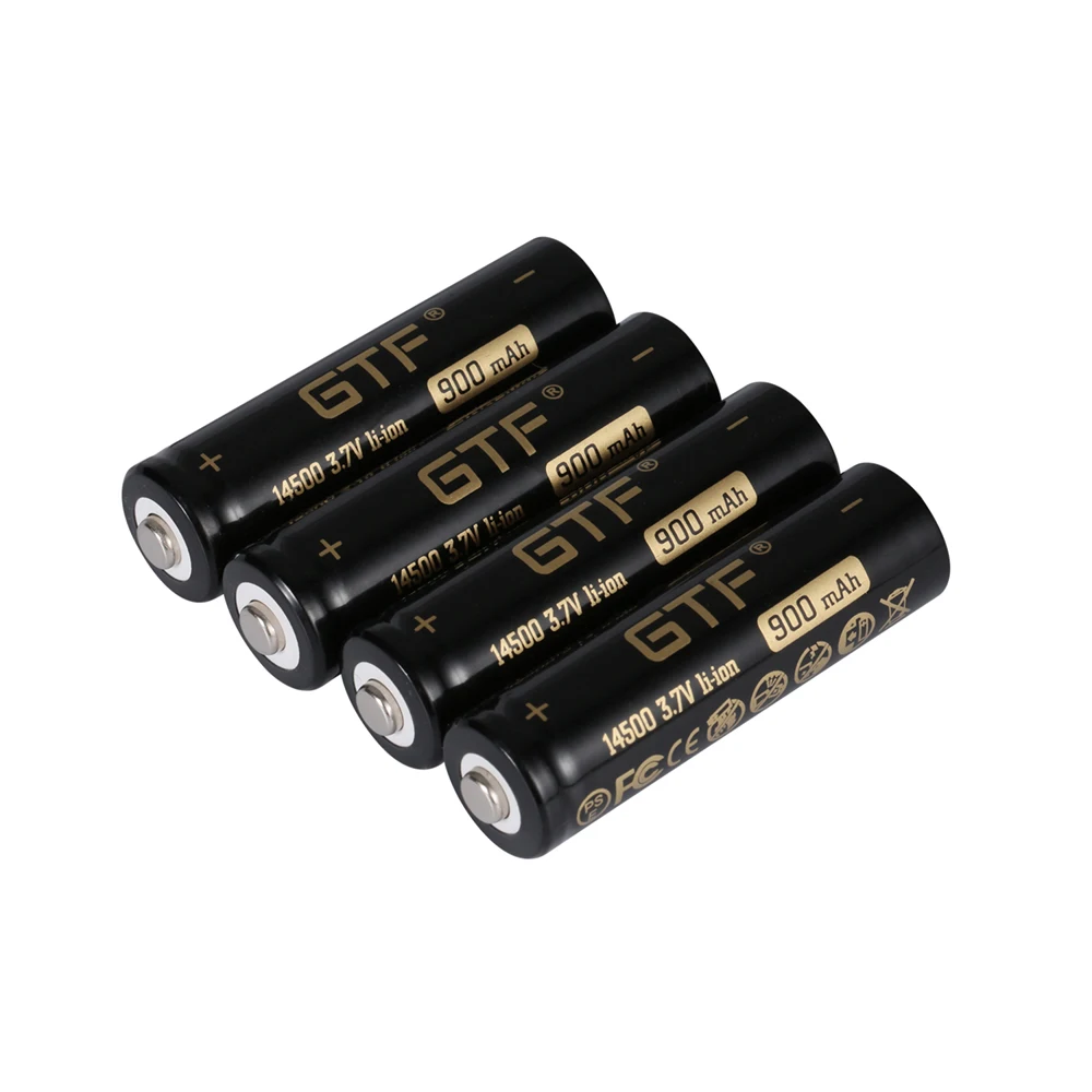 Rechargeable Lithium Batteries GTF 14500 3.7V 900mAh real capacity Li-Ion Rechargeable Battery For flashlight/remote control/toy