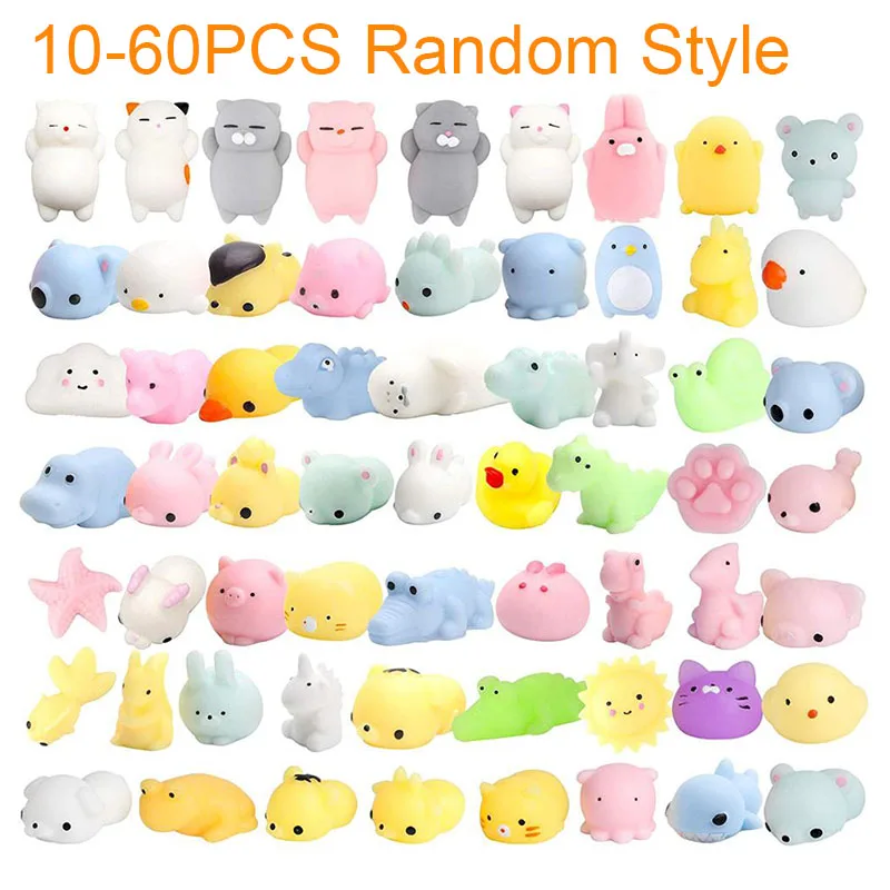 10-60pcs Kawaii Squishies Mochi Anima Squishy Toys for Kids Party Favors Mini Stress Relief Toys for Birthday Gift Prize