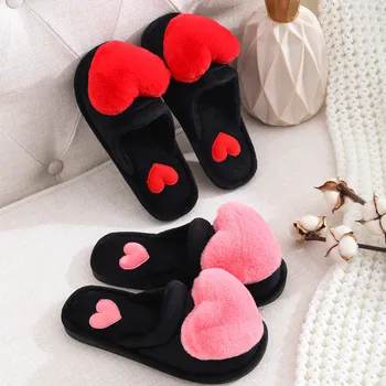 

Women Slippers Winter Home Shoes Women House Slippers Warm Love Heart Non-Slip Floor Home Furry Slippers Fashion fur 3545844