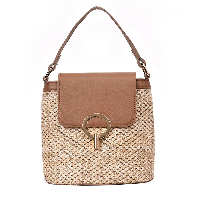 

Small Straw Bucket Bags For Women New Mini Crossbody Bags Ladies' Travel Purses and Handbags Female Shoulder Messenger Bag Sac