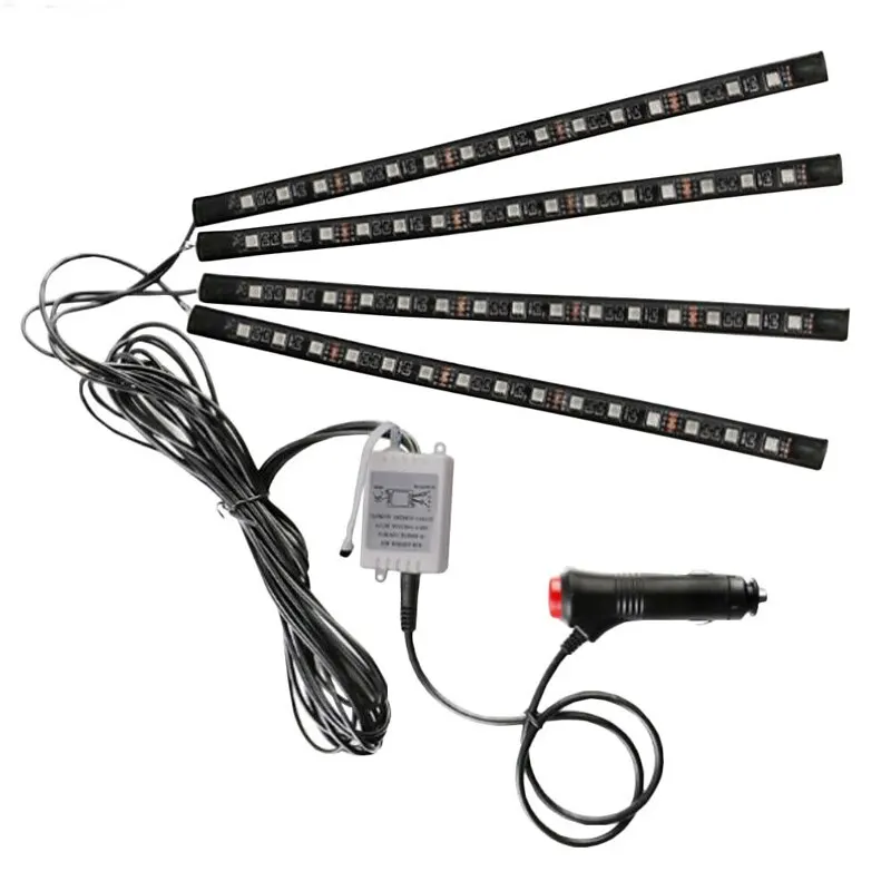 

Decoration Light Cigarette LED Atmosphere RGB LampStrip Car Interior Lights Footwell Lights Dimmable Ambient 4X 12 LED RGB