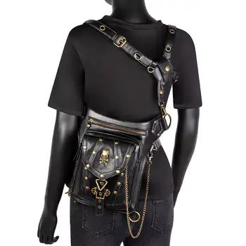 

PU Leather Waist Bag Hip Bum Fanny Pack Lady Mujer Women Femme Waist Shoulder Bag punk Travel Leg Crossbody Retro Messenger Bag