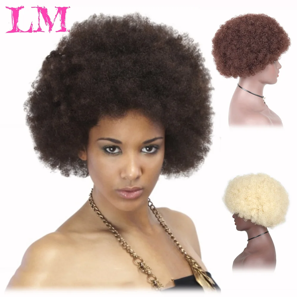 

LM Fashion Trend for Women Synthetic Hair Afro Short Wigs Bangs Brazilian Hair Style Soft Fiber Bulk Hair Black Bomb Wig