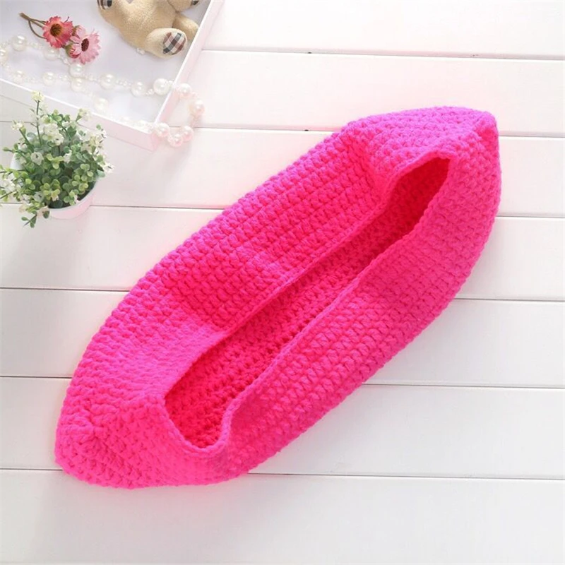 Cute Crochet Wool Sleeping Bags Newborn Baby Knitted Chunky Cocoon Swaddle Baby Pea Pod Photography Props Sleeping Bag - Цвет: Розово-красный