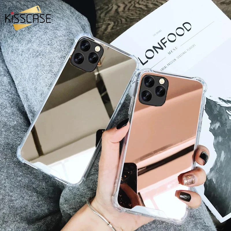 KISSCASE Mirror Phone Case for iPhone 11 Pro Max Shockproof X XS 5 5S SE 6 6S 7 8 Plus XR Soft TPU Cover |