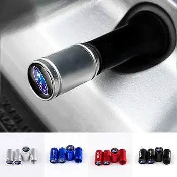 

4PCS Auto Wheel Tire Metal Valve Stem Caps Cover for Subaru Forest outback Human Lion XV Impreza WRX WRC STI BRZ Car accessories
