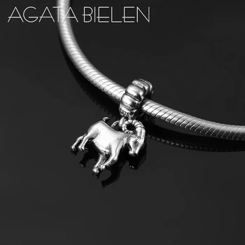 

Authentic 925 Sterling Silver 12 Chinese Zodiac sheep metal pendants Beads Fit Original europeu Charm Bracelet Jewelry making