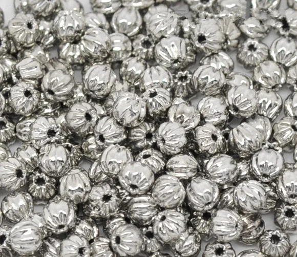 DoreenBeads Copper Spacer Beads Pumpkin silver color Stripe Pattern About 3mm(1/8")Dia Hole:Approx 0.7mm 15 Pieces | Украшения и