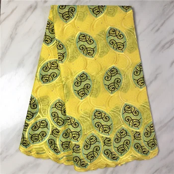 

Swiss Voile Lace Fabric daily dress Fabric PS110 with stones and big diamond shaped rhinestones wholesale price Cotton fabric