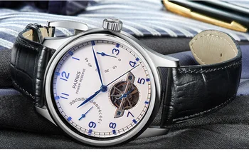 

Corgeut Watch Men Automatic Mechanical Leather Strap sapphire Business sport Male Luxury Clock Wrist