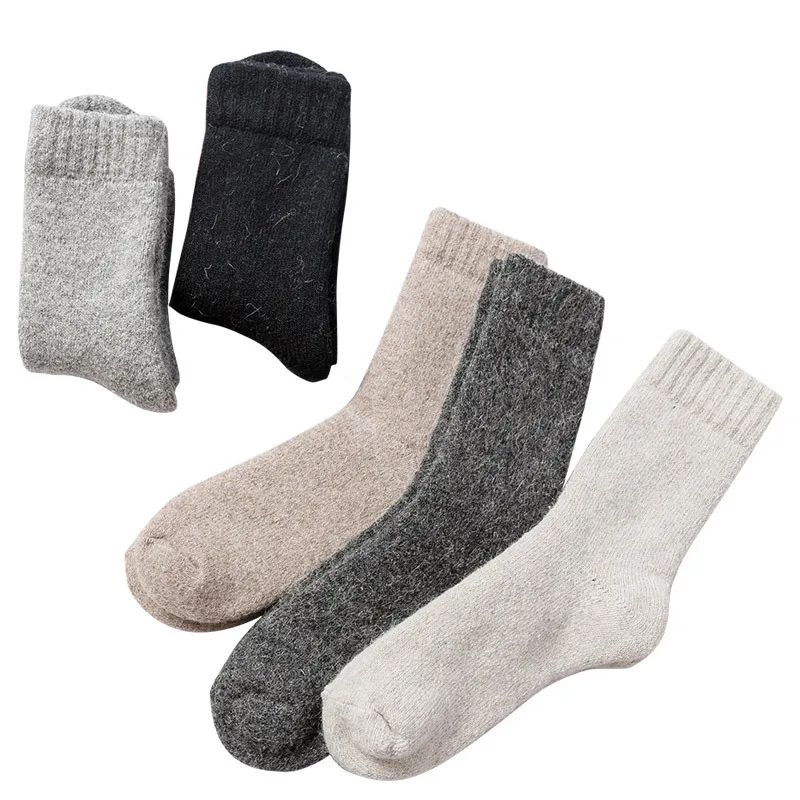 

3Pair/lot Winter Men's Super Thick Solid Sock Warm Retro Casual Wool Cotton Socks