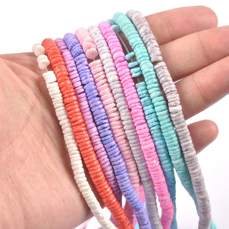 Dye Multicolor Shell Chips Round Flat Beads for Diy Bracelet Necklaces Charms Jewelry Accessories 60cm trs0413 natural shell ornaments