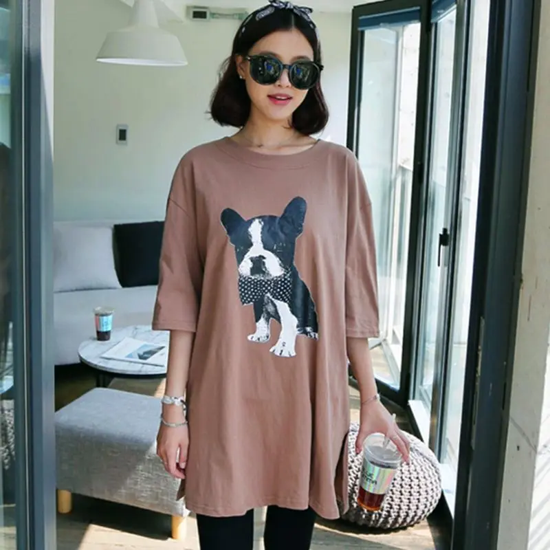 

Maternity Dress Long Sleeve Go out Lactation Garment Spring And Autumn New Style Large Size T-shirt Mid-length Hoodie Maternity