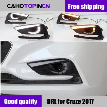 

2PCS LED Daytime Running Light For Chevrolet Cruze 2016 2017 2018 Dynamic Yellow Turn Signal Relay Waterproof Car 12V DRL Lamp