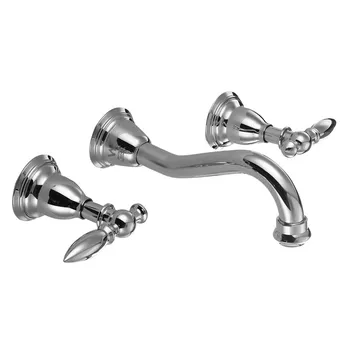 

Bathroom Spout Faucet Stainless Steel Shower Wall Sink Basin Mixer Tap Set With Double Handles Wall-Mount Bathtub Faucet