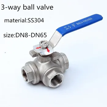 

SS304 1/4''--2-1/2''Stainless steel tee ball valve 3 Way screw Ball Valve 3pcs Vinyl Handle Valves
