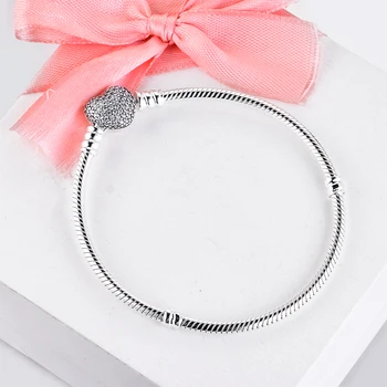 

Fandola Pave Heart Bracelet Argent 925 Sterling Silver Clear CZ Heart Clasp Charm Bracelets for Women Fashion Jewelry pulseras