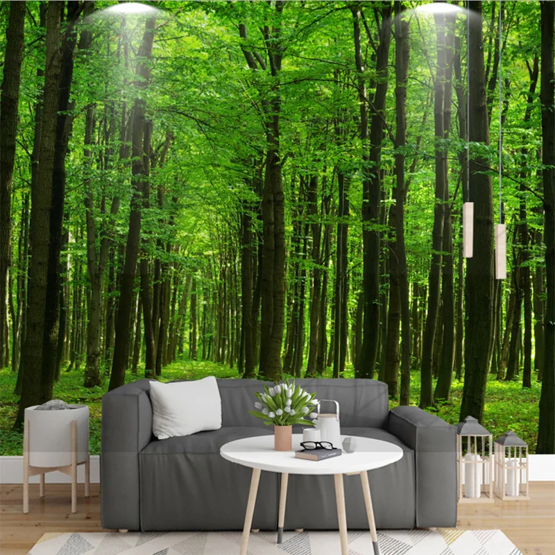 

Drop Shipping Custom Photo Mural Wallpaper Modern Fresh Beautiful Forest Woods Landscape Mural Home Decoration Wallpaper
