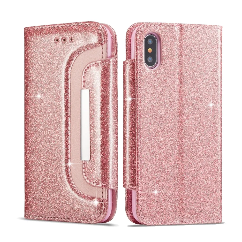 Magnetic Glitter Leather Wallet Card Slots Flip Case for Samsung Galaxy S8 S9 Plus A5 A3 S7 Edge Holder Phone Back Cover | Мобильные