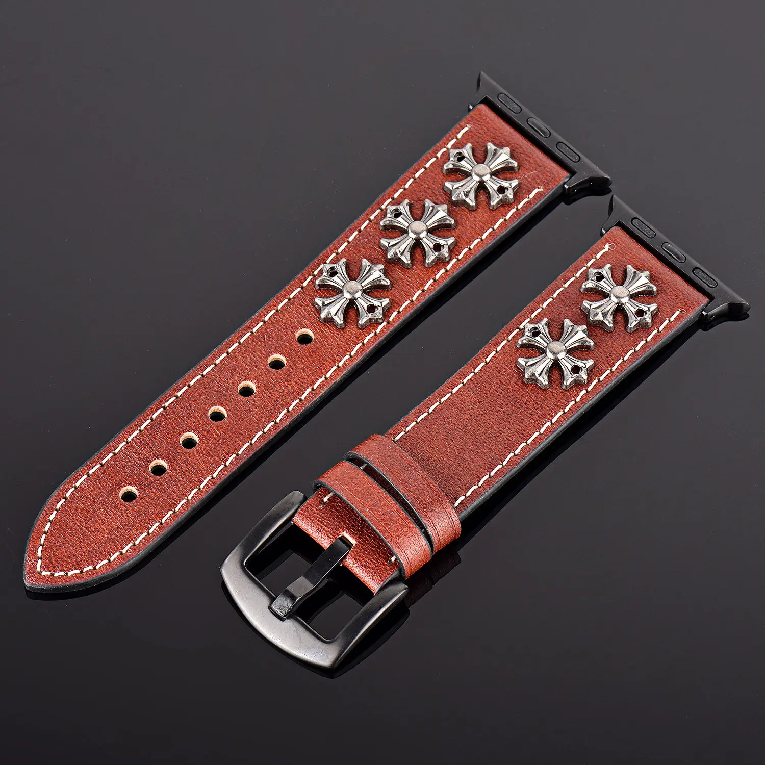 Модный панк ремешок с заклепками 42 мм 44 мм роскошные кожаные ремешки для часов Apple Watch Band 42 мм 38 мм iwatch 1 2 3 4 5 полос кожаный ремешок