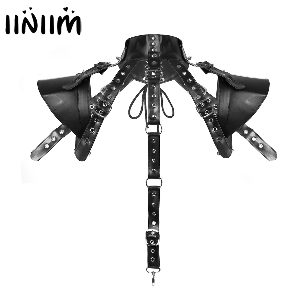 New Arrival Adult Punk Faux Leather High Neck Armors Shoulder Chest Harness Belt Apparel Accessories Hot Halloween Cosplay Costume Clubwear